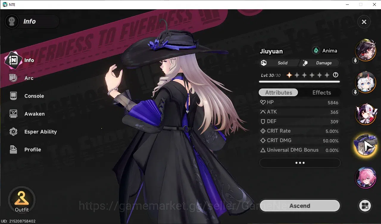 Neverness to Everness Accounts GLOBAL SEA|HL 20|TL 8|5 SSR 2 Limited HotoriA1+Sig image 5