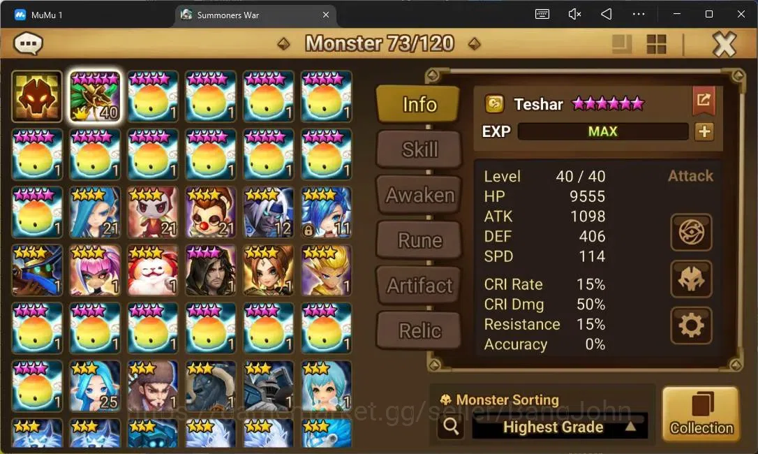 Summoners War: Sky Arena Accounts GLOBAL | NB 5 TESHAR,Starter Gacha 115 12Y+160 11Y image 2