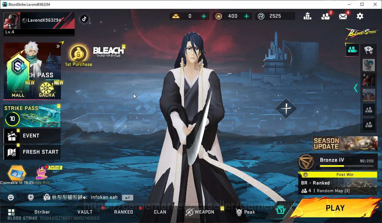 Blood Strike Starter ASIA | Starter | 2 COLLAB BLEACH [Zanpakuto - Zang image 1