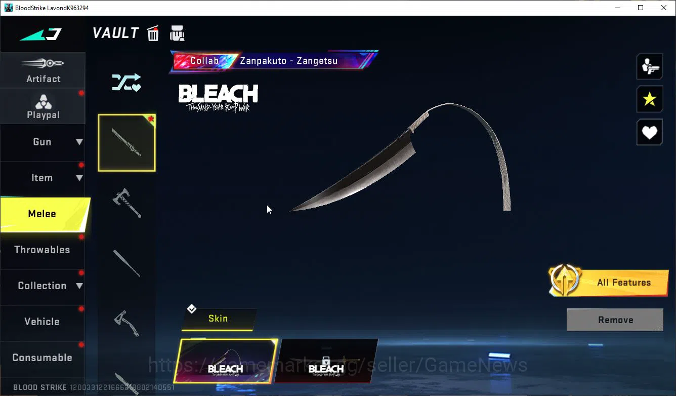 Blood Strike Accounts Starter ASIA | Starter | 2 COLLAB BLEACH [Zanpakuto - Zangetsu, Byakuya Kuchiki] | 1 Legendary  M4A1 5