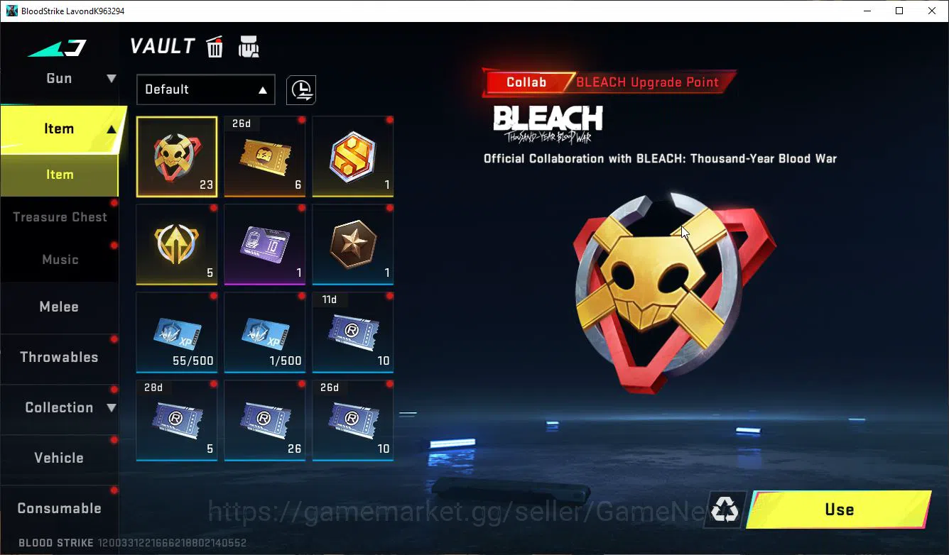 Blood Strike Accounts Starter ASIA | Starter | 2 COLLAB BLEACH [Zanpakuto - Zangetsu, Byakuya Kuchiki] | 1 Legendary  M4A1 6