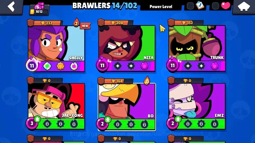 Brawl Stars Accounts 1012 Thropy|15K Bling|14 Brawlers 3 Max Lvl [Shelly,Trunk,Nita]|12 Skin|2 Epic Skin 2 SR|4K PP|CN 5