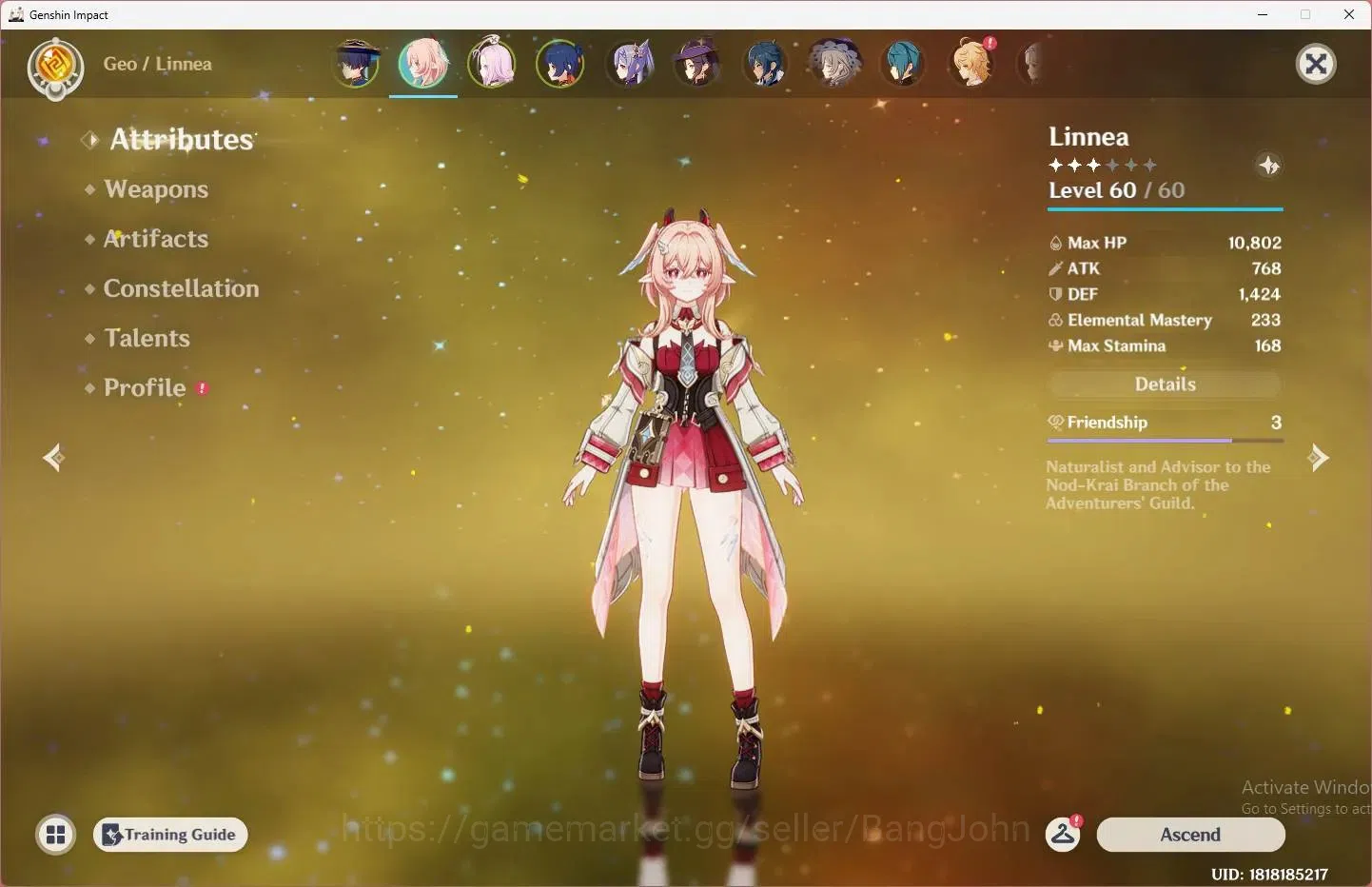 Genshin Impact Accounts ASIA | STARTER | AR 34|1 Limit|3 STD|Limit Linnea| image 5