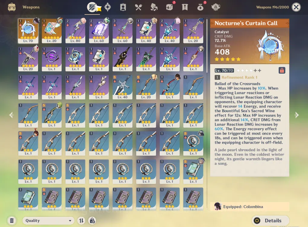 Genshin Impact Accounts ASIA|AR47|2Limited+2(*5Weapon)|Linnea,Columbina+si image 12