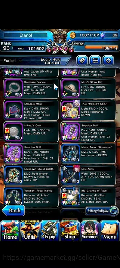 Grand Summoners Accounts Global|Rank 93|13 Asc+ 7 TW|[Okarun,Touma K,S Chlo image 16