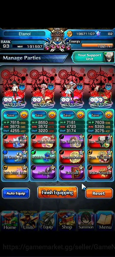 Grand Summoners Accounts Global|Rank 93|13 Asc+ 7 TW|[Okarun,Touma K,S Chlo image 3