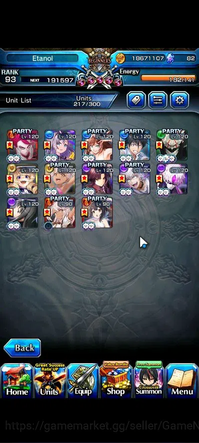Grand Summoners Accounts Global|Rank 93|13 Asc+ 7 TW|[Okarun,Touma K,S Chlo image 4