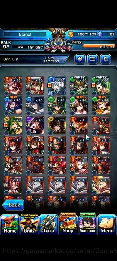 Grand Summoners Accounts Global|Rank 93|13 Asc+ 7 TW|[Okarun,Touma K,S Chlo image 5