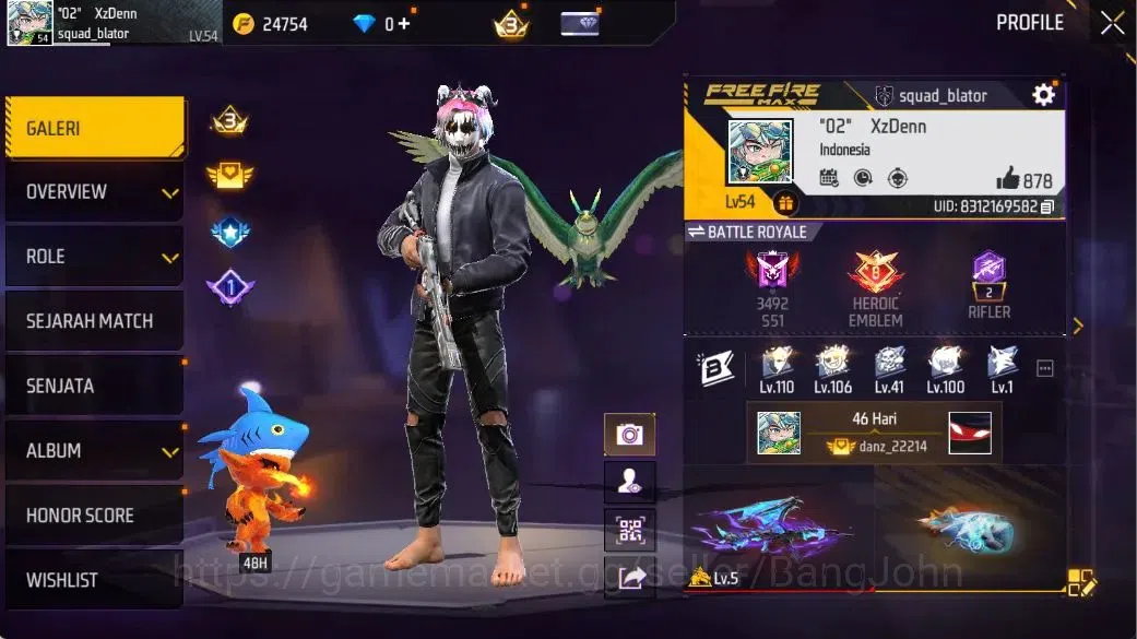 Free Fire Accounts Indonesia | Evo(AK47-BLUE FLAME DRACO Lv5,GROZA-BA image 2
