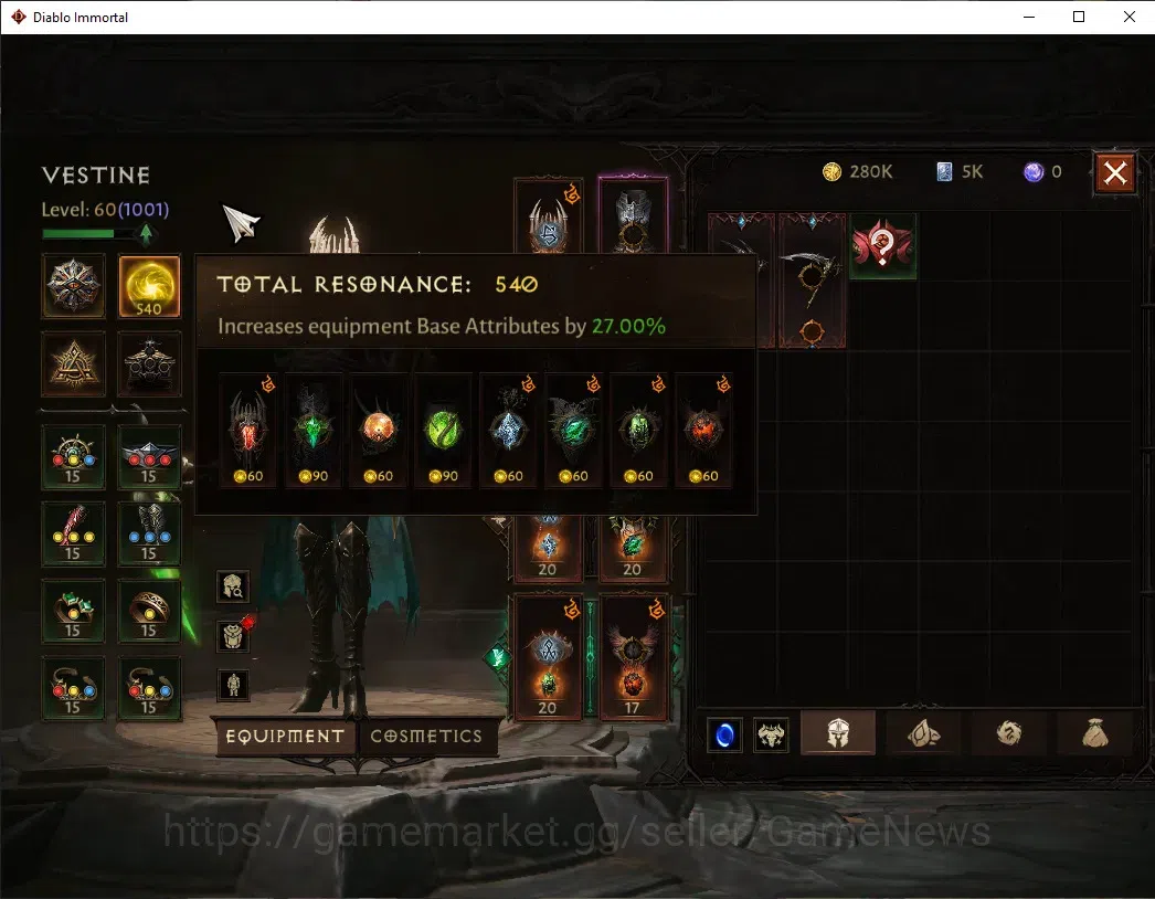 Diablo Immortal Accounts NA-High Heavens|CS ON|Lv60(1001)|Necromancer|47k C image 13