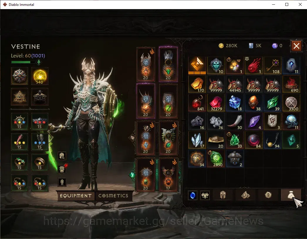 Diablo Immortal Accounts NA-High Heavens|CS ON|Lv60(1001)|Necromancer|47k C image 7
