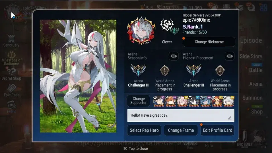 Epic Seven Accounts High-End GLOBAL Unverif|22 ML[LOT Scales,BArunka,EIlynav,BM Haste,etc]+Rinak[299 2