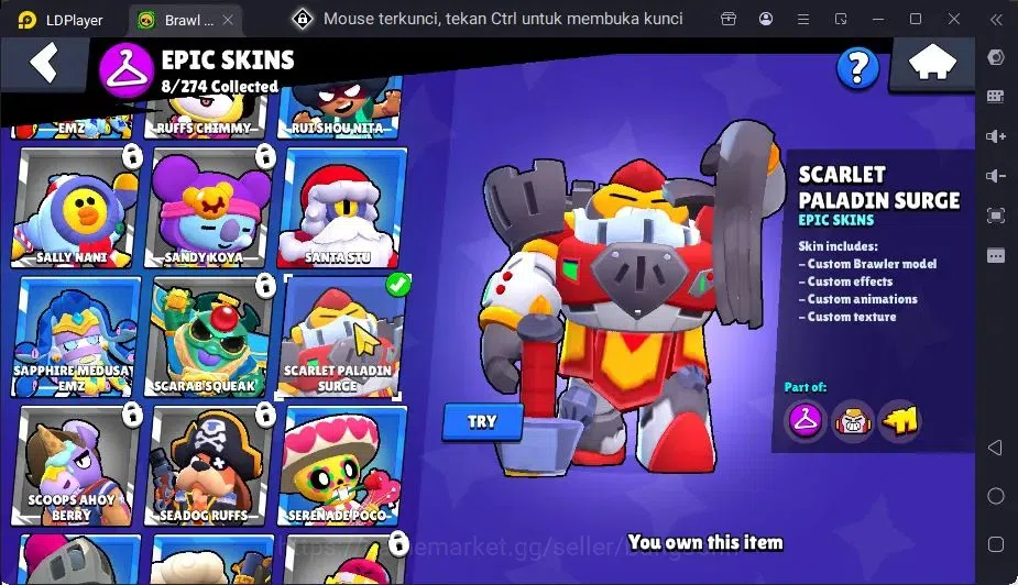 Brawl Stars Accounts Global | 26 Brawler|2 Max Hypercharge(Melodie,Surge)|1 Hypercharge,8 Epic Skin|7255 Bling+PP 2412 15