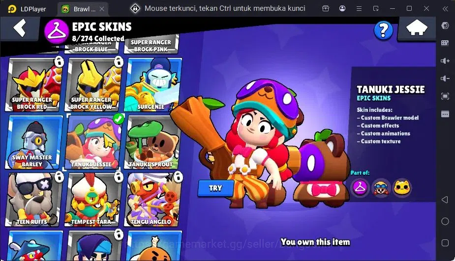 Brawl Stars Accounts Global | 26 Brawler|2 Max Hypercharge(Melodie,Surge)|1 Hypercharge,8 Epic Skin|7255 Bling+PP 2412 18