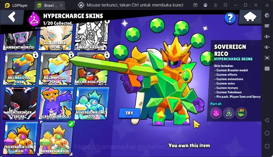 Brawl Stars Accounts Global | 26 Brawler|2 Max Hypercharge(Melodie,Surge)|1 Hypercharge,8 Epic Skin|7255 Bling+PP 2412 20