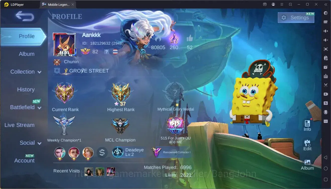 Mobile Legends: Bang Bang Accounts Global|Hero 132|Skin 294|Renowned|Prime YZ|TFM Rog image 1