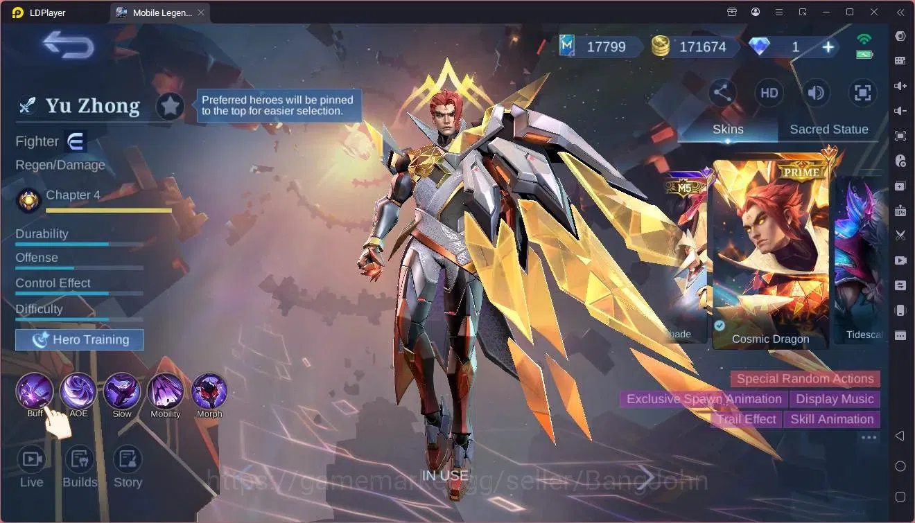Mobile Legends: Bang Bang Accounts Global|Hero 132|Skin 294|Renowned|Prime YZ|TFM Rog image 9