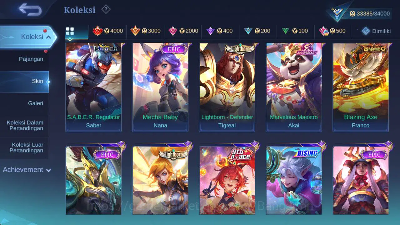 Mobile Legends: Bang Bang Accounts Hero 90+, Skin 150+|Lborn fanny, Rising loli, Sabe image 3