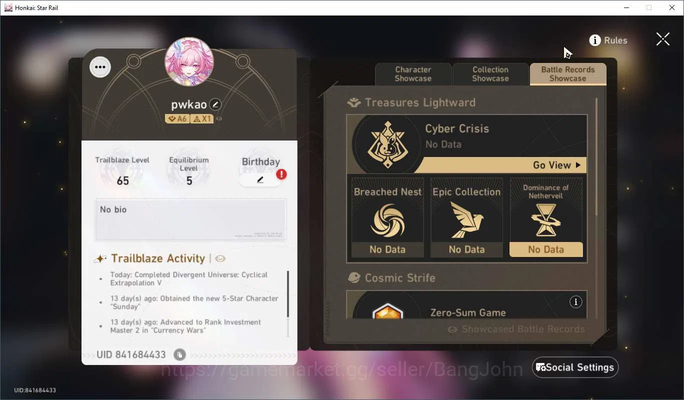 Honkai Star Rail Accounts ASIA TL65|Cyrene E2|Phainon|Sunday|Ruan Mei|Dan He image 13