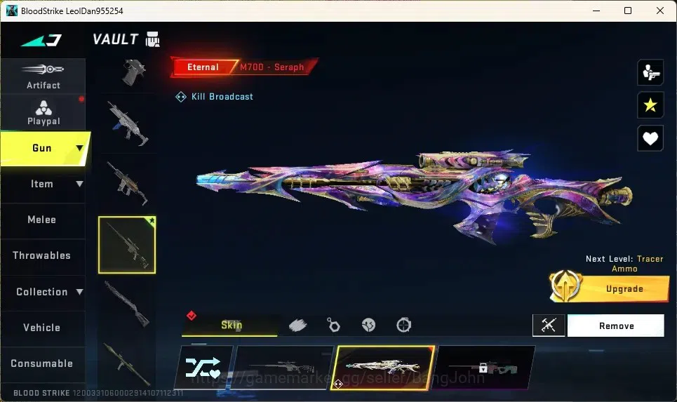 Blood Strike Accounts Collab Skin ASIA |1 Enzo Collab Gun:KAG-6 Comandante|1 Eternal Gun:M700 Seraph|1Name Changing Card|1 3