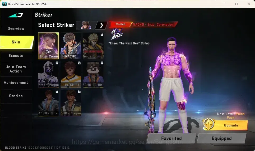 Blood Strike Accounts Collab Skin ASIA |1 Enzo Collab Gun:KAG-6 Comandante|1 Eternal Gun:M700 Seraph|1Name Changing Card|1 7
