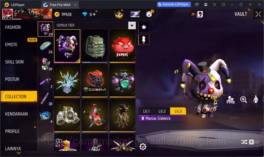 Free Fire Accounts Indonesia | UMP BOOYAH DAY LV.4 | BackPack HEARTRO image 10