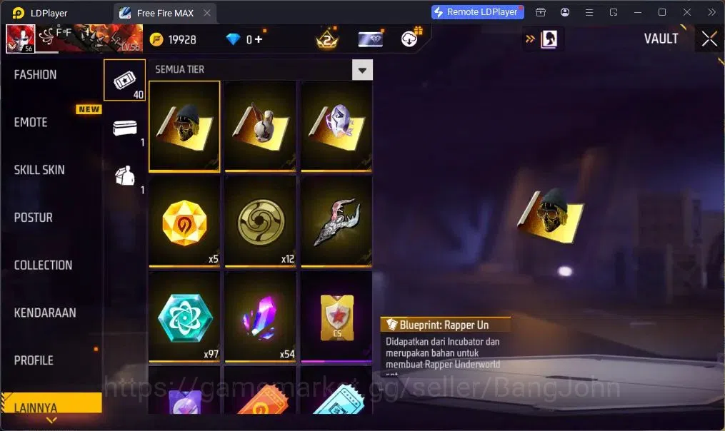 Free Fire Accounts Indonesia | UMP BOOYAH DAY LV.4 | BackPack HEARTRO image 3