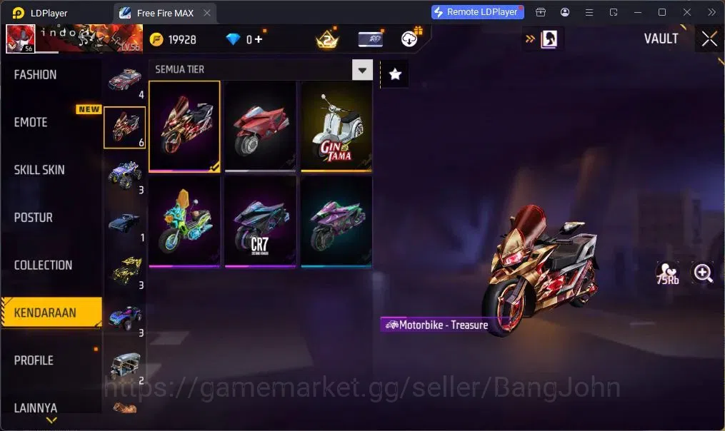 Free Fire Accounts Indonesia | UMP BOOYAH DAY LV.4 | BackPack HEARTRO image 4