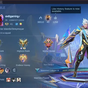 Mobile Legends: Bang Bang Accounts Collector Global|Hero 59|Skin 83|Seasoned|M6 Claude|Lunar Sun|Epic