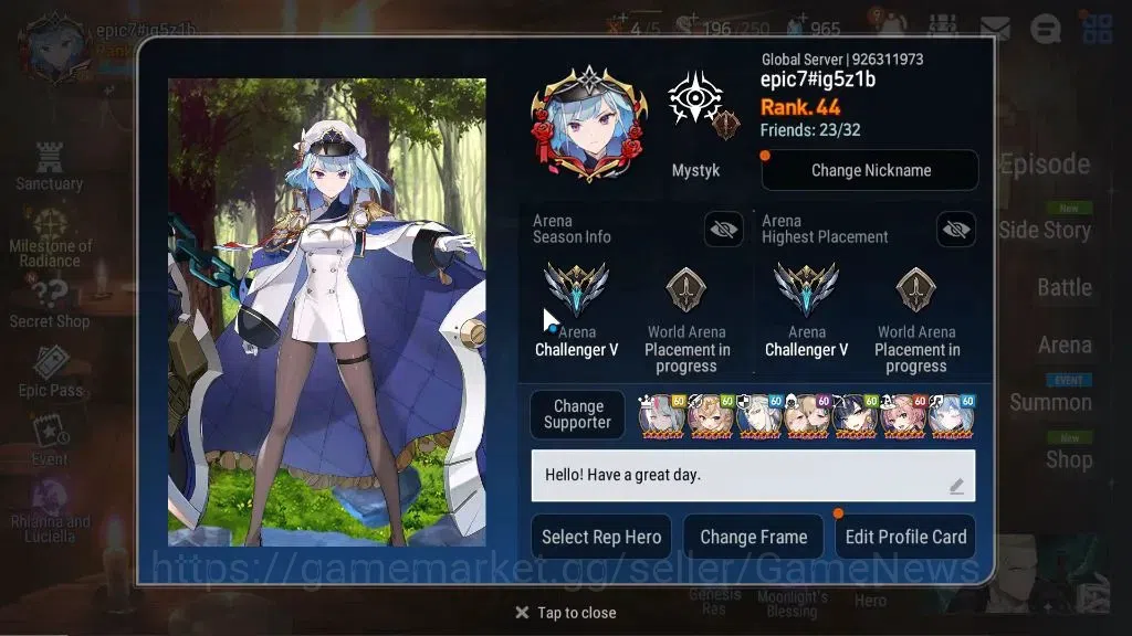 Epic Seven Accounts Global Unverif|New Era|5 ML(Rhiana n Luciel,NM Lun image 2