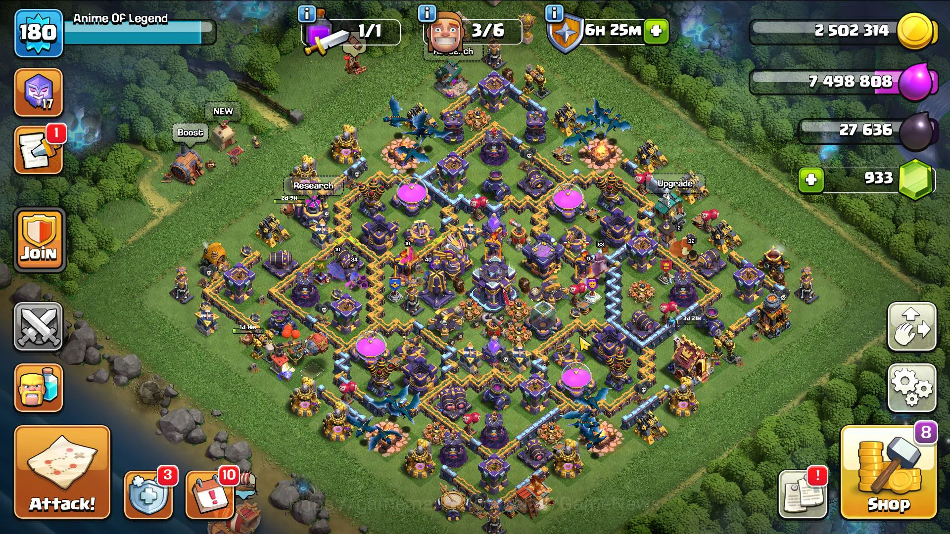 TH 15 MAX-BH 10|LV 180|HH 9|BK 82,AQ 84,63,MP 49,RC 40|CN OFF|933 Gems,3 Epic Equipment|Protect OFF(COC1979) Clash of Clans Mid-Tier TH 15 MAX-BH 10|LV 180|HH 9|BK 82,AQ 84,63,MP 49,R image 1