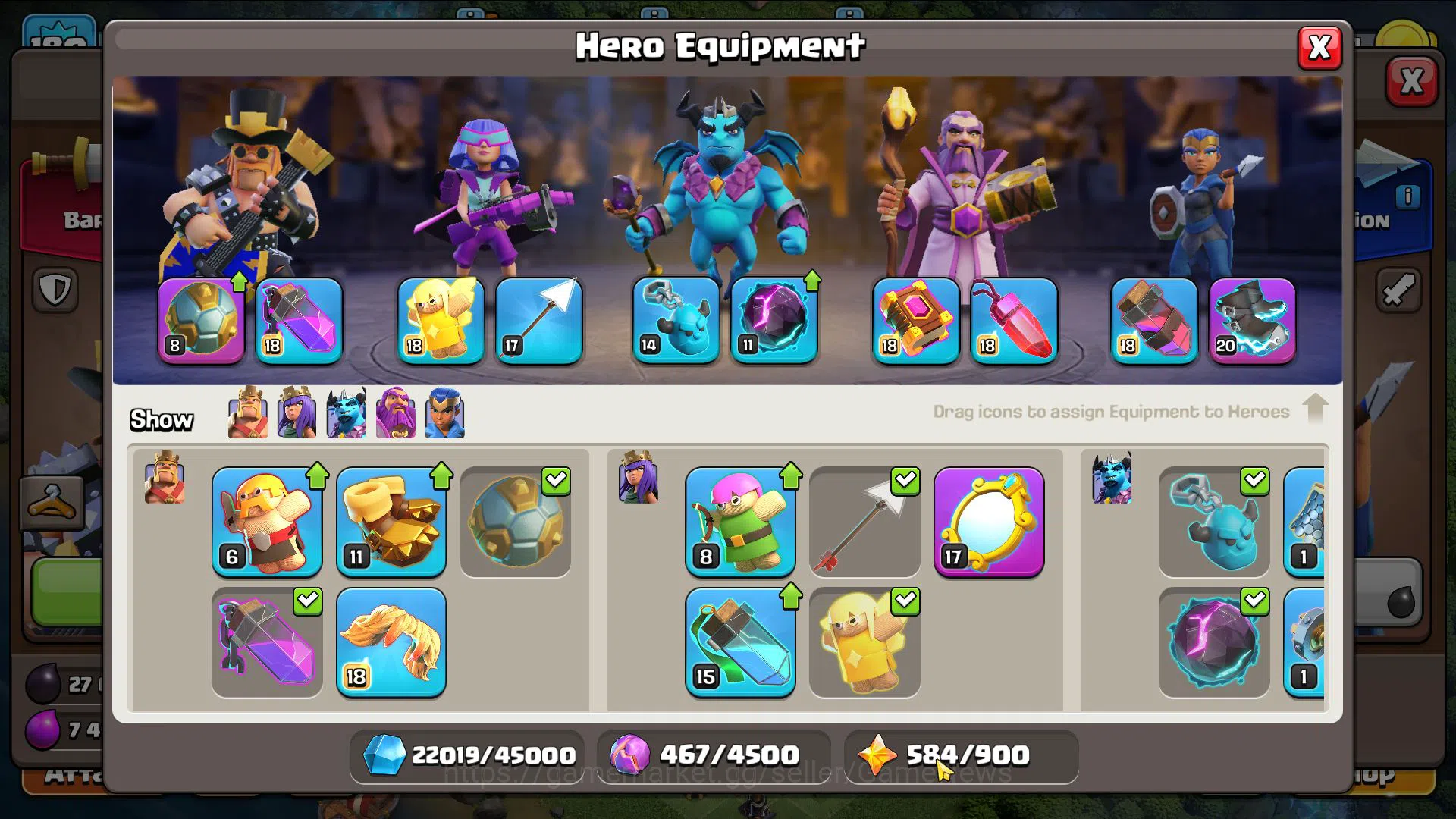 Clash of Clans Accounts Mid-Tier TH 15 MAX-BH 10|LV 180|HH 9|BK 82,AQ 84,63,MP 49,RC 40|CN OFF|933 Gems,3 Epic 3