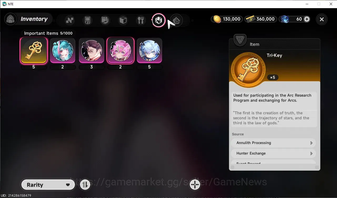 Neverness to Everness Accounts Global SEA|HL 3|2 SSR 1 Limited [Shinku],Baicang|2 SSR Char Selector|Selector On|Male MC|Log 12