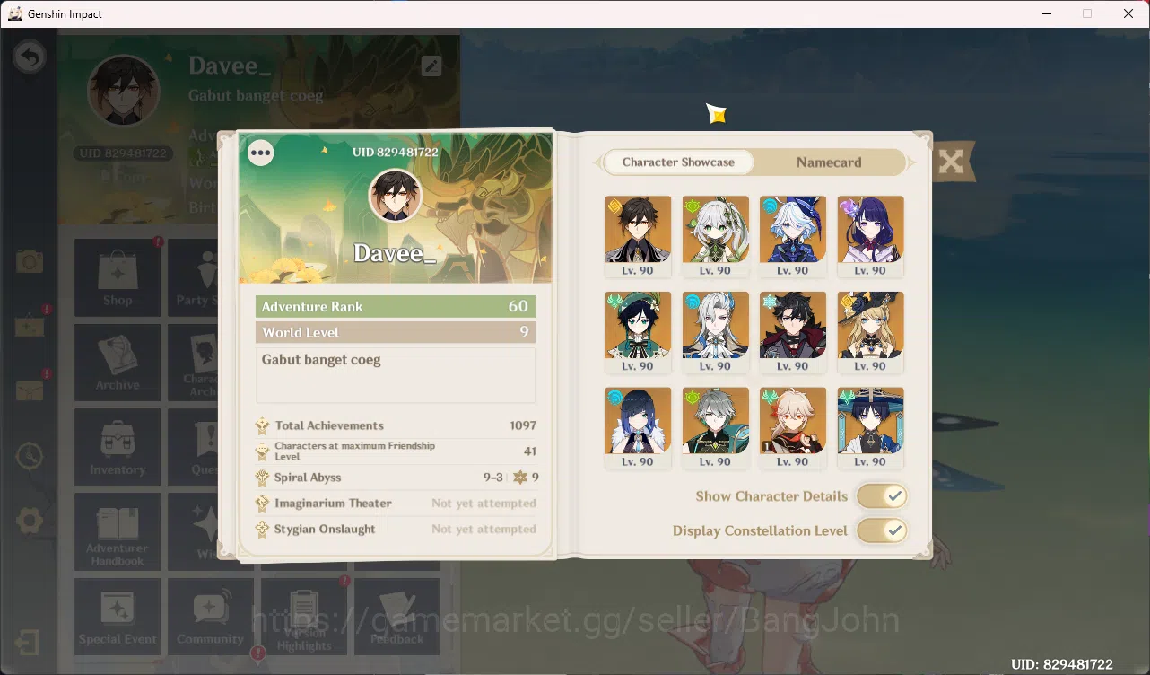 Genshin Impact Accounts nd-Game | ASIA | AR 60 | UID 82 | 18 Limit Neuvill image 20