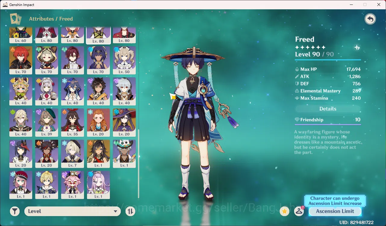 Genshin Impact Accounts nd-Game | ASIA | AR 60 | UID 82 | 18 Limit Neuvill image 4