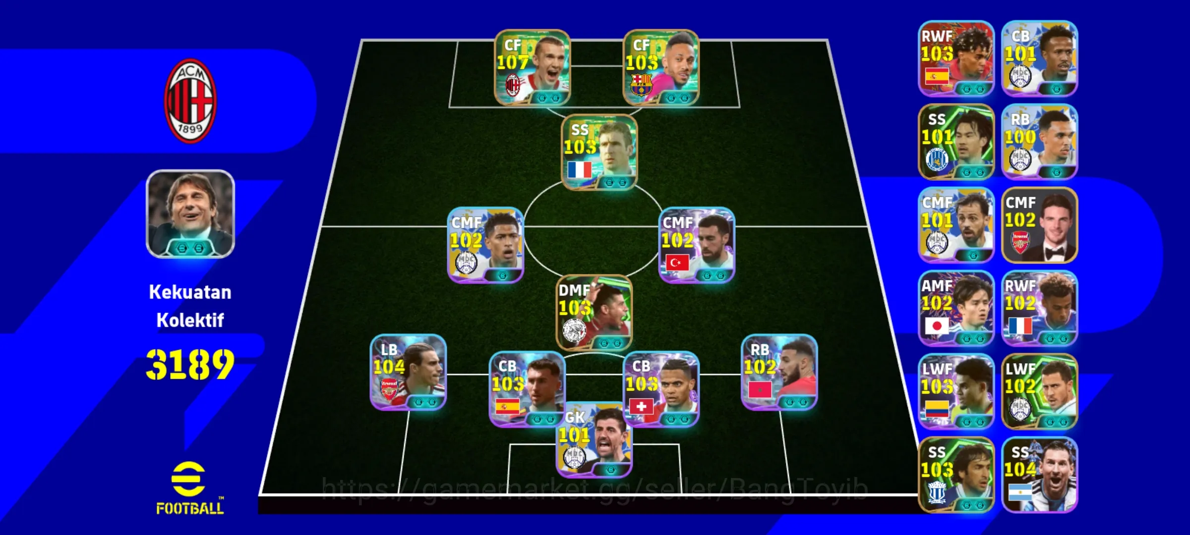 eFootball Accounts Legends & Iconic Players Shevchenko New dan Kawan kawan manager Conte 1