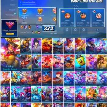 Mobile Legends: Bang Bang Accounts #4657 372 Skins | Lesley Angelic Agent (LEGEND) | Chou Ken (Outfit 1) (STREET FIGHTER