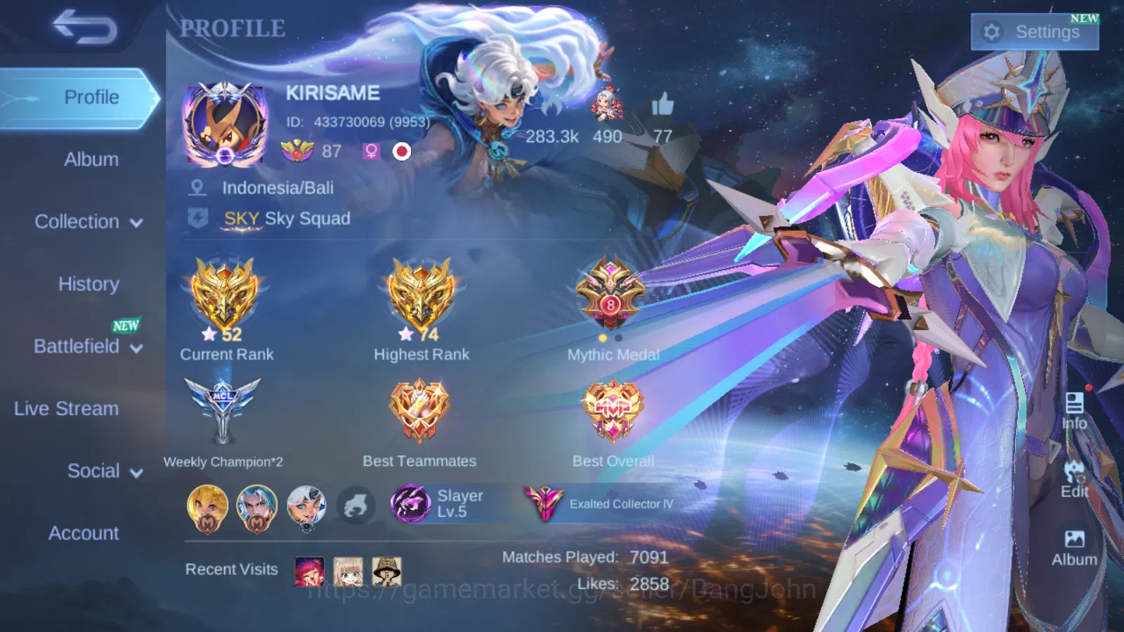 Mobile Legends: Bang Bang Accounts Hero 131 | skin 332 legend freya | 11.11 thamuz n image 1