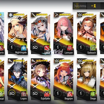 Arknights Accounts Mid-Tier ARKNIGHTS GLOBAL EARLYMID 20*6 , 4 LIMITED KIRIN YATO,WANG,CHONGYUE,HOSHIGUMA ALTER , PRAMANIX