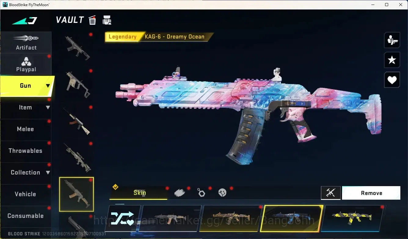 Blood Strike Accounts Others ASIA|1 Eternal Gun:Desert Eagle|5 Collab Gun[7DS/TR/EVA]|1 Limited Gun:Origin-12|6 Ultra Gun|13 7