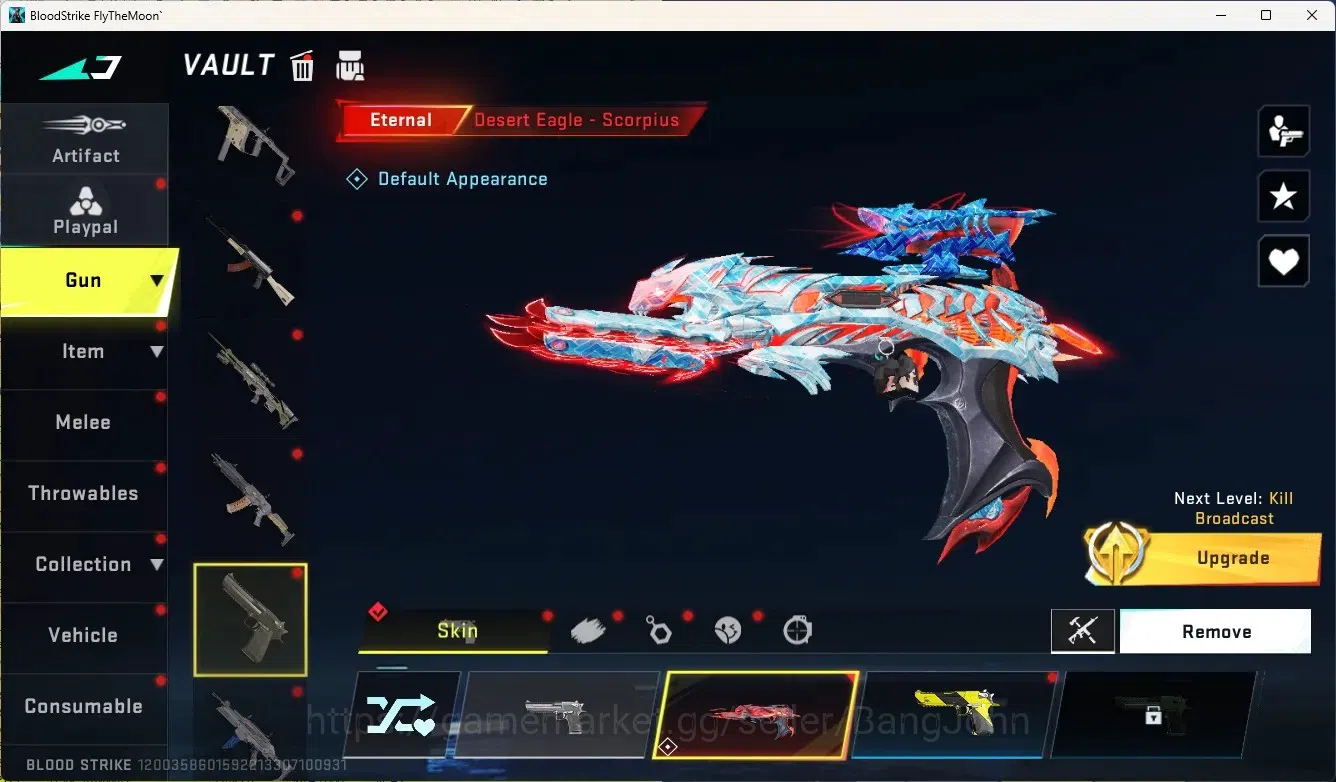 Blood Strike Accounts Others ASIA|1 Eternal Gun:Desert Eagle|5 Collab Gun[7DS/TR/EVA]|1 Limited Gun:Origin-12|6 Ultra Gun|13 8