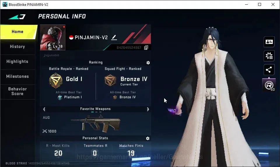 Blood Strike Accounts EU MENA|Melee ULTRA Butterfly Knife|BLEACH Byakuya image 2