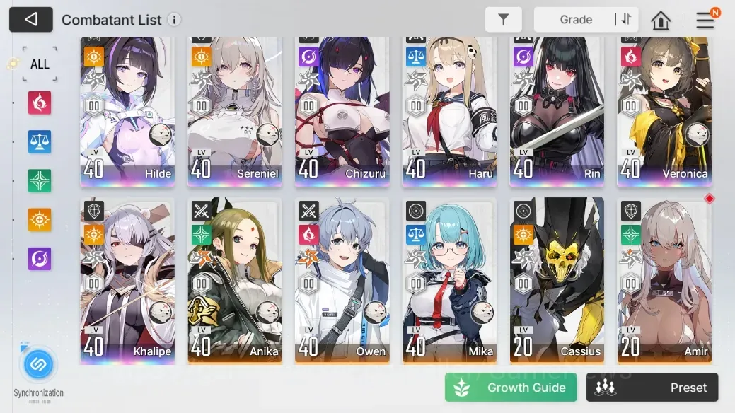 Chaos Zero Nightmare Accounts Global|Lv 41|7 SSR|Sereniel,Chizuru,Hilde,Haru,Rin,Veronica,Khalipe|11 1