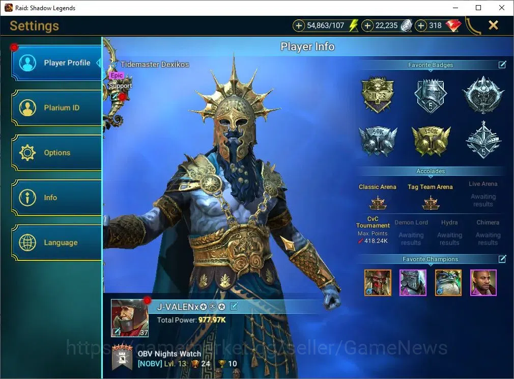 Raid: Shadow Legends Accounts Mid-Game Lv 37|977K 2