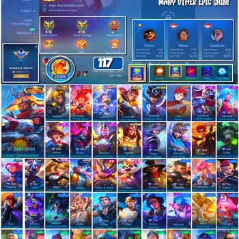 Mobile Legends: Bang Bang Accounts 🔥 #4232 🔥 💎 117 Skins 👑 Collector Yi Sun-shin Lone Destructor ⚔️ Expert Collector IV