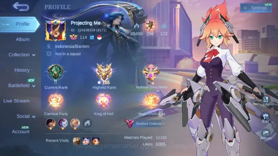 Mobile Legends: Bang Bang Accounts Others Global|Skin 439|Exalted|Legend Franco+Freya,KOF Karina+Valir,Aspriant Fanny,AOT 1