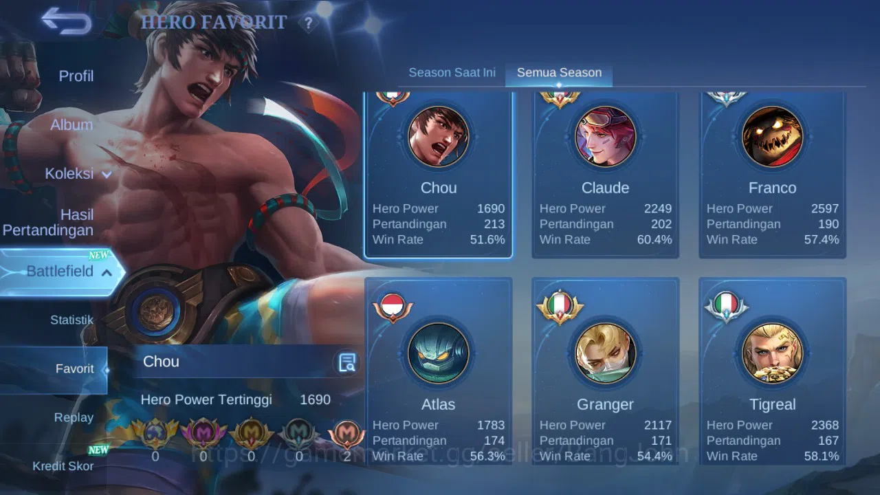 Mobile Legends: Bang Bang Accounts GLOBAL Hero 132 Skin 250 | Zodiac Helcurt | Create image 15