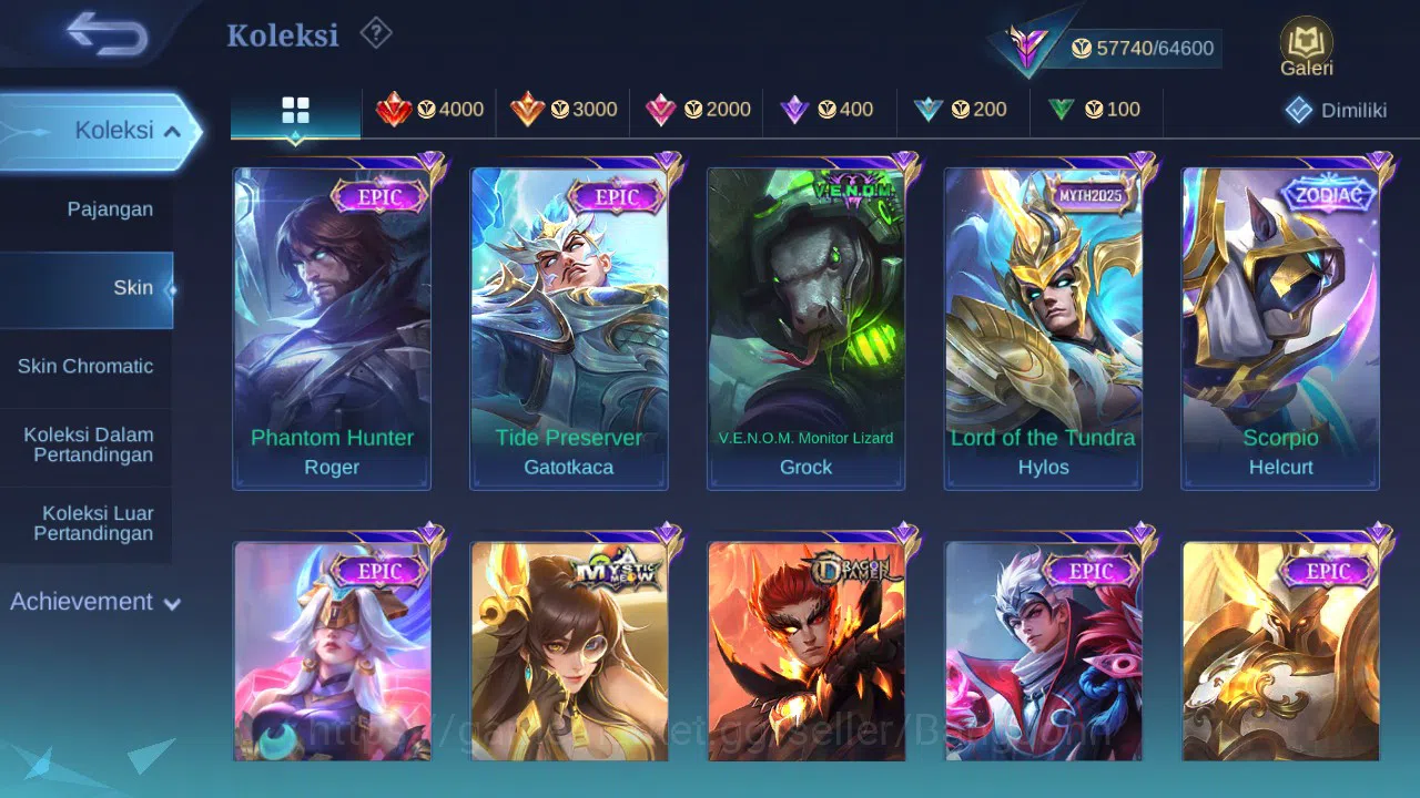 Mobile Legends: Bang Bang Accounts GLOBAL Hero 132 Skin 250 | Zodiac Helcurt | Create image 5