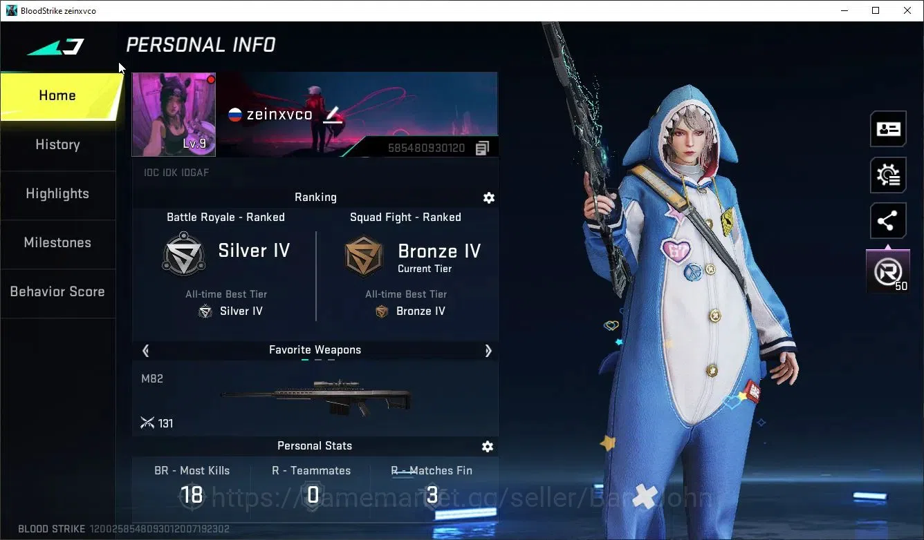 Blood Strike Accounts Rare Skin ASIA | Eternal M1887-Netherflam | 2 Legendary (M4A1-Venom/Scar-Scarlet Castle)| Epic 1
