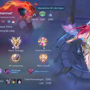 Mobile Legends: Bang Bang Accounts Collector Global|Skin 348|Renowned|HighMythic 102|Collector Badang,YZ,Novaria|Kakashi